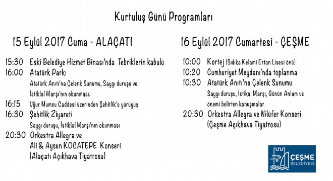 Alaçatı ve Çeşme nin Kurtuluş Günü Programı