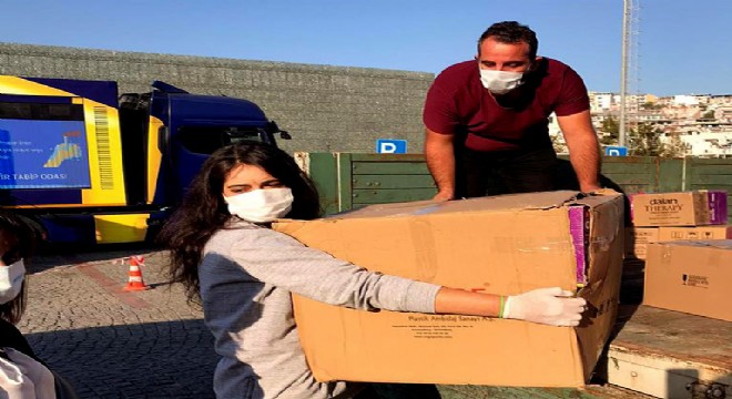 ÇEKADER’in topladığı deprem yardımları İzmir’de.