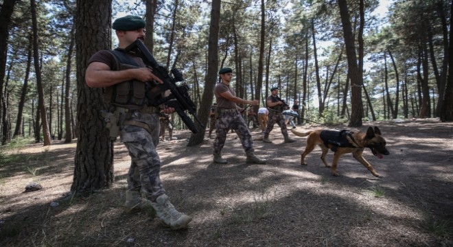 Çeşme Emniyeti’nden ağaçlık alan nöbeti.